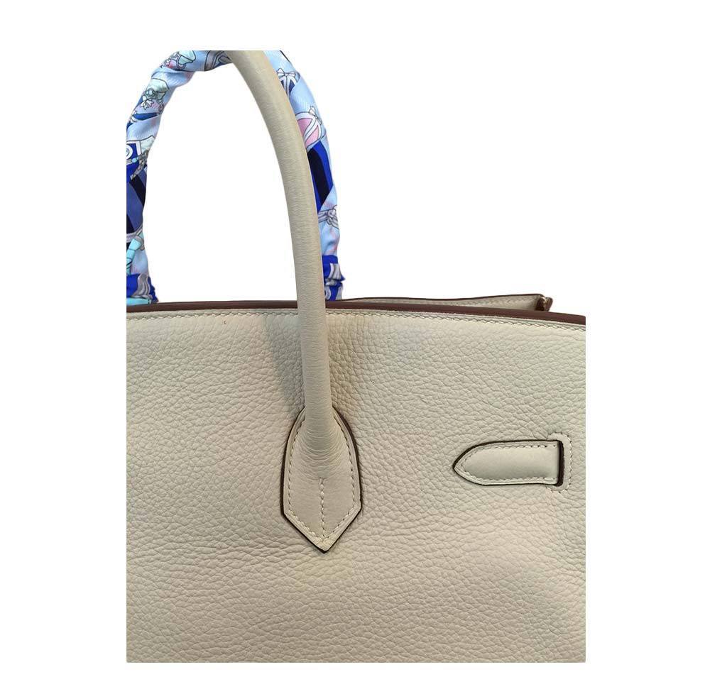 Hermes Birkin 35 Craie Clemence Leather Palladium Hardware