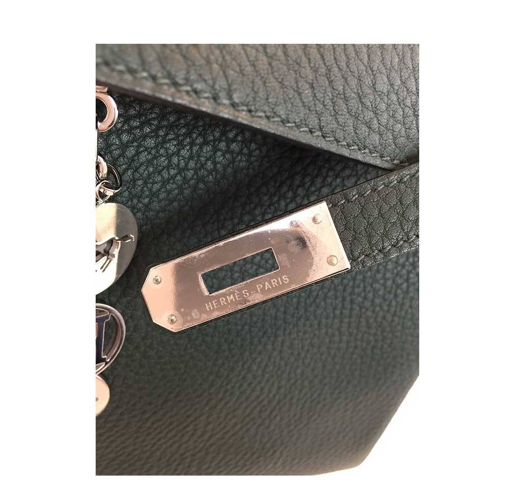 Hermes Kelly 32 Vert Anglais Togo Leather Palladium Hardware