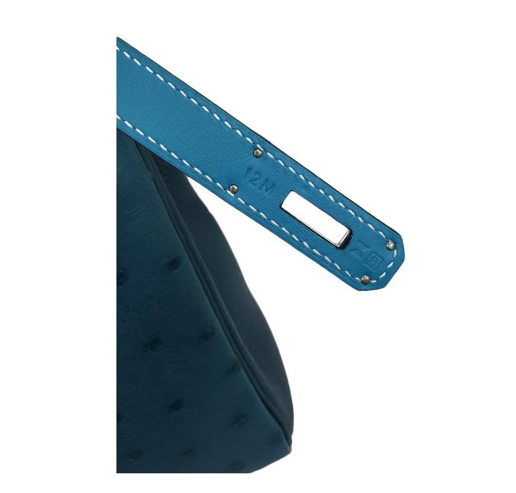 Hermes Kelly 32 Limited Edition Cobalt Blue Jean Colvert Multi Color Ostrich Swift Clemence Leather Palladium Hardware