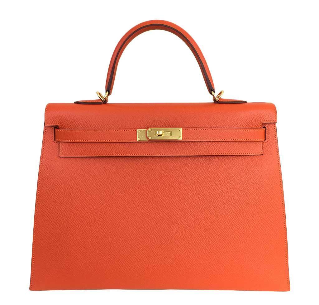 Hermes Kelly Sellier 35 Feu Epsom Leather Gold Hardware