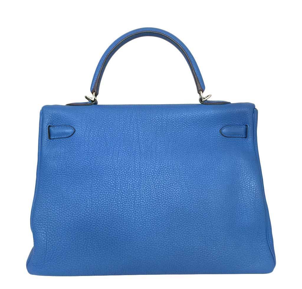 Hermes Kelly Retourne 35 Mykonos Togo Leather Palladium Hardware