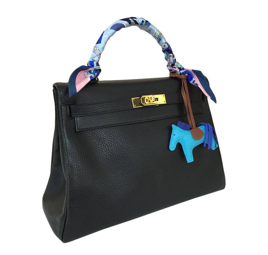Hermes Kelly 32 Black Ardennes Leather Gold Hardware