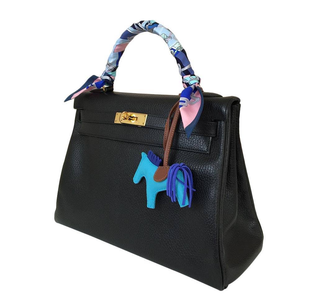 Hermes Kelly 32 Black Ardennes Leather Gold Hardware