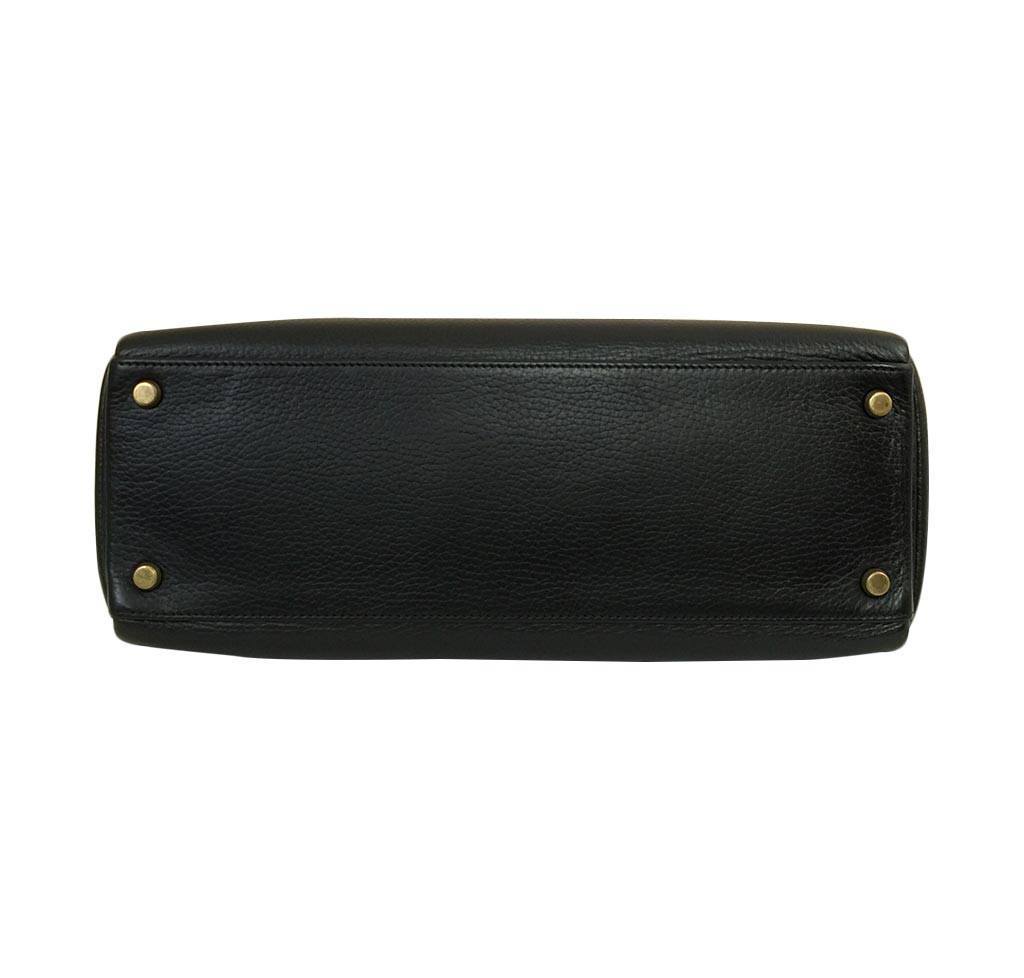 Hermes Kelly Retourne 32 Black Ardennes Leather Gold Hardware