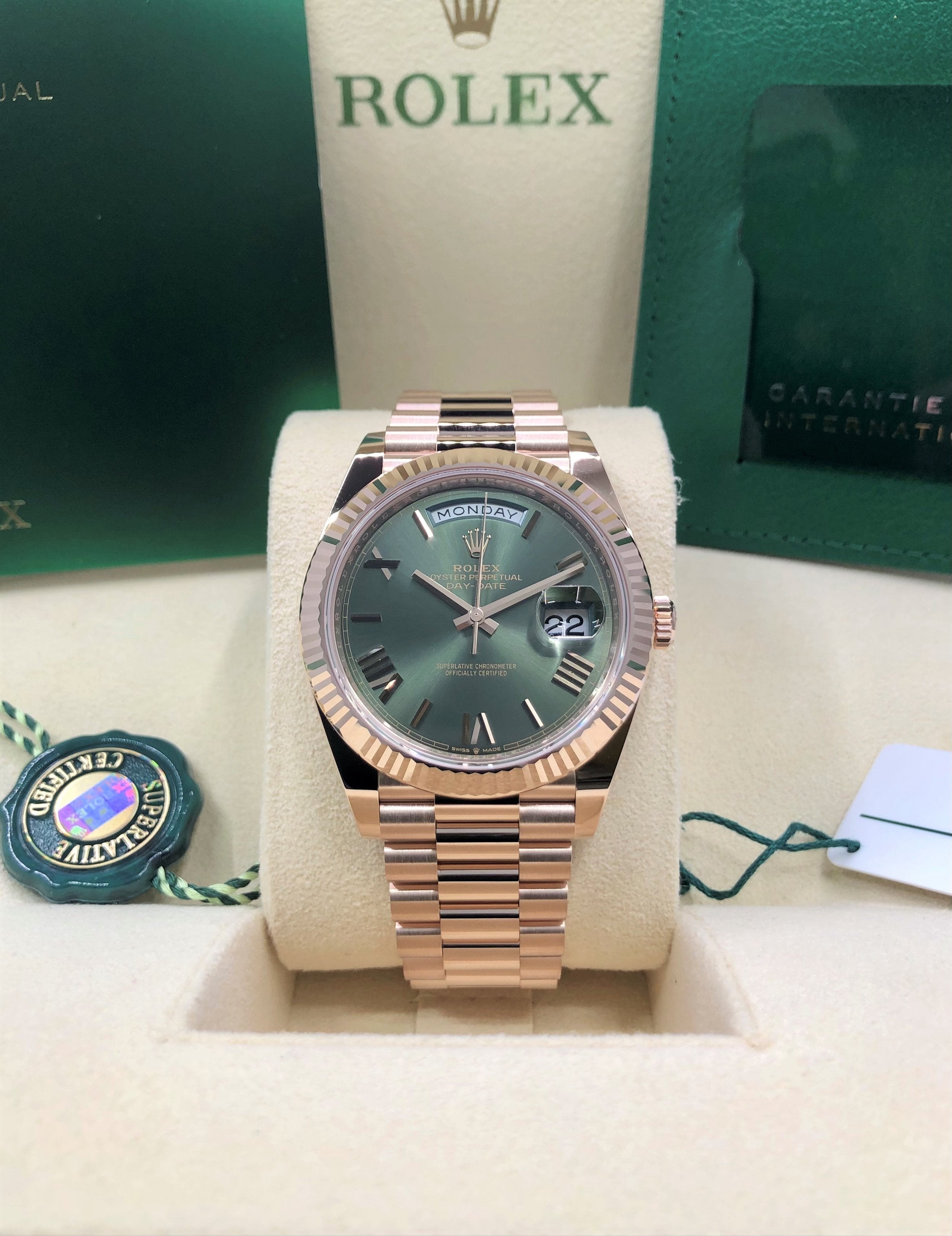 Rolex Day-Date 40 228235 Olive Dial Watch