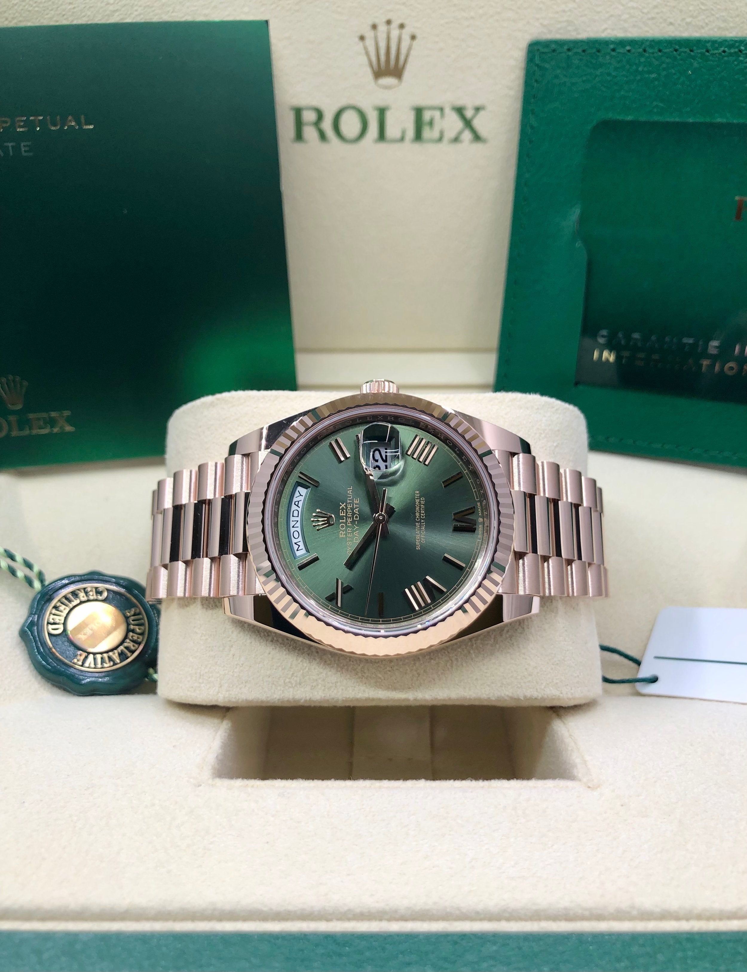 Rolex Day-Date 40 228235 Olive Dial Watch