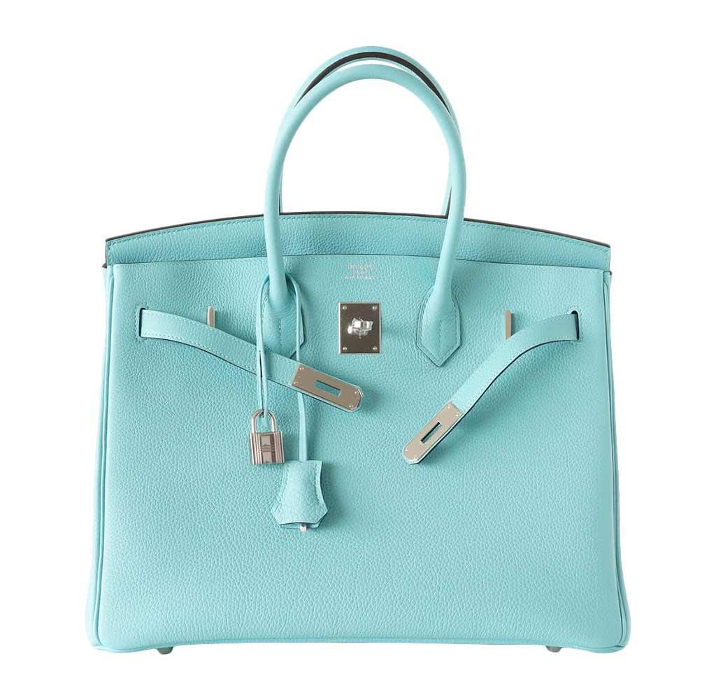 Hermes Birkin 35 Blue Atoll Togo Leather Palladium Hardware