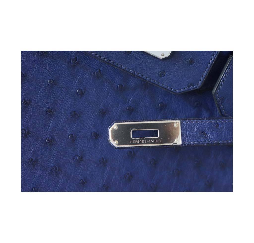 Hermes Birkin 35 Bleu Iris Ostrich Palladium Hardware