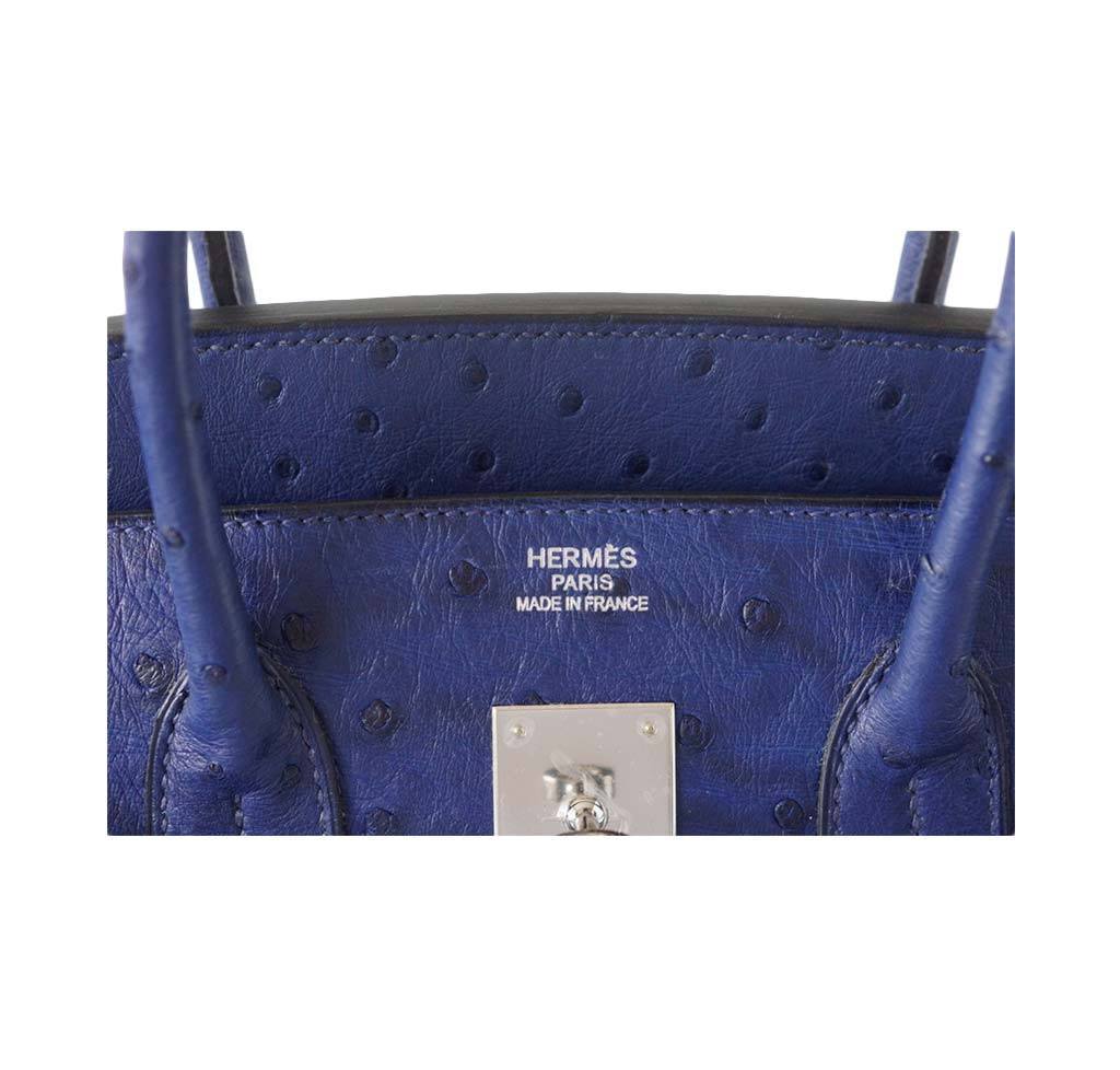 Hermes Birkin 35 Bleu Iris Ostrich Palladium Hardware