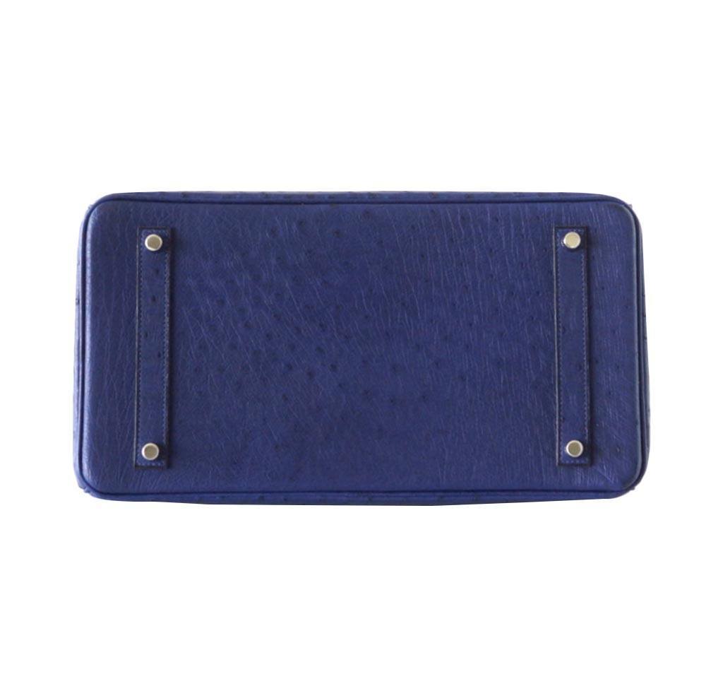 Hermes Birkin 35 Bleu Iris Ostrich Palladium Hardware