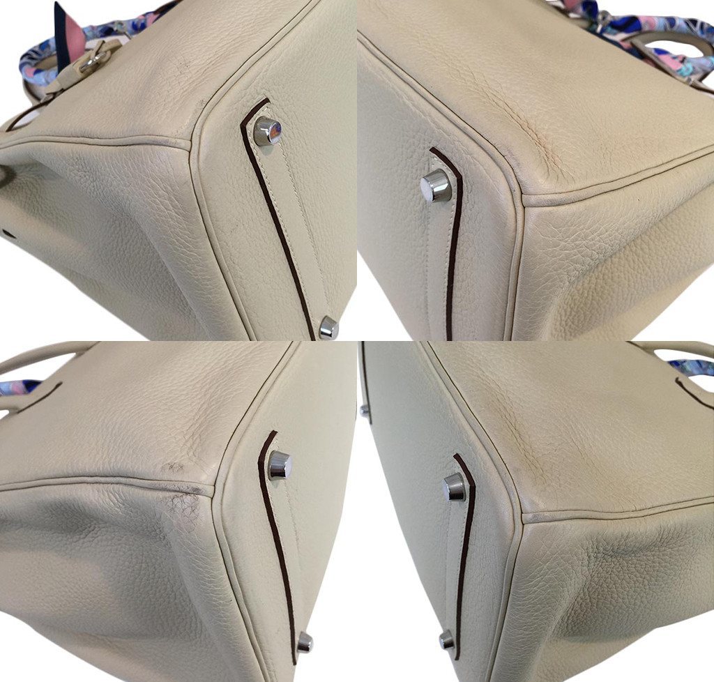 Hermes Birkin 35 Craie Clemence Leather Palladium Hardware