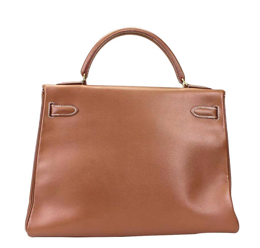 Hermes Kelly 32 Tabac Veau Grain Lisse Leather Gold Hardware