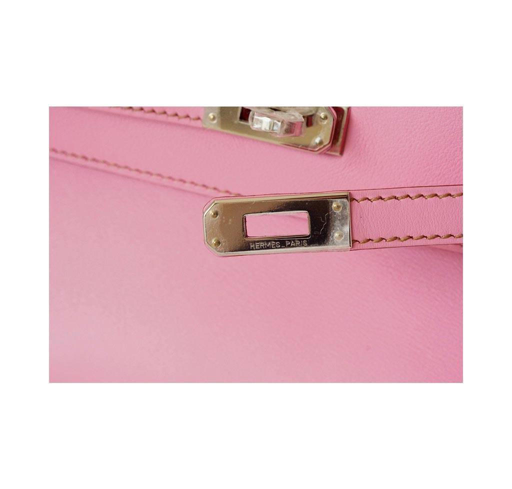 Hermes Kelly JPG Pochette 5P Pink Swift Leather Palladium Hardware