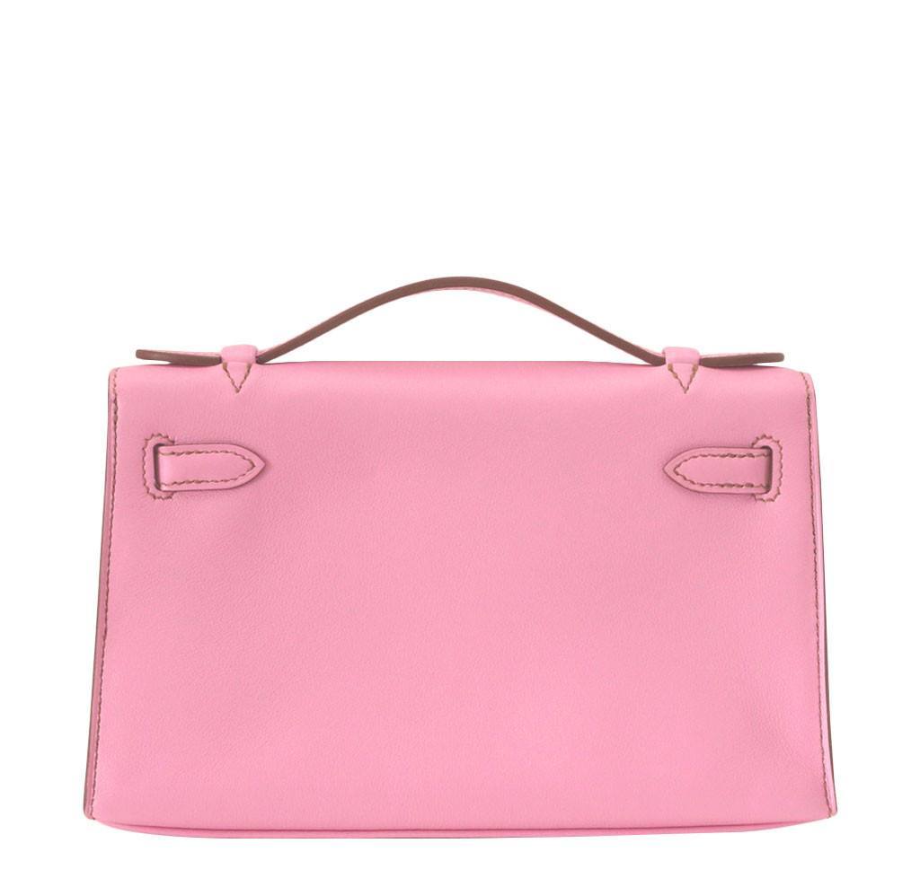 Hermes Kelly JPG Pochette 5P Pink Swift Leather Palladium Hardware