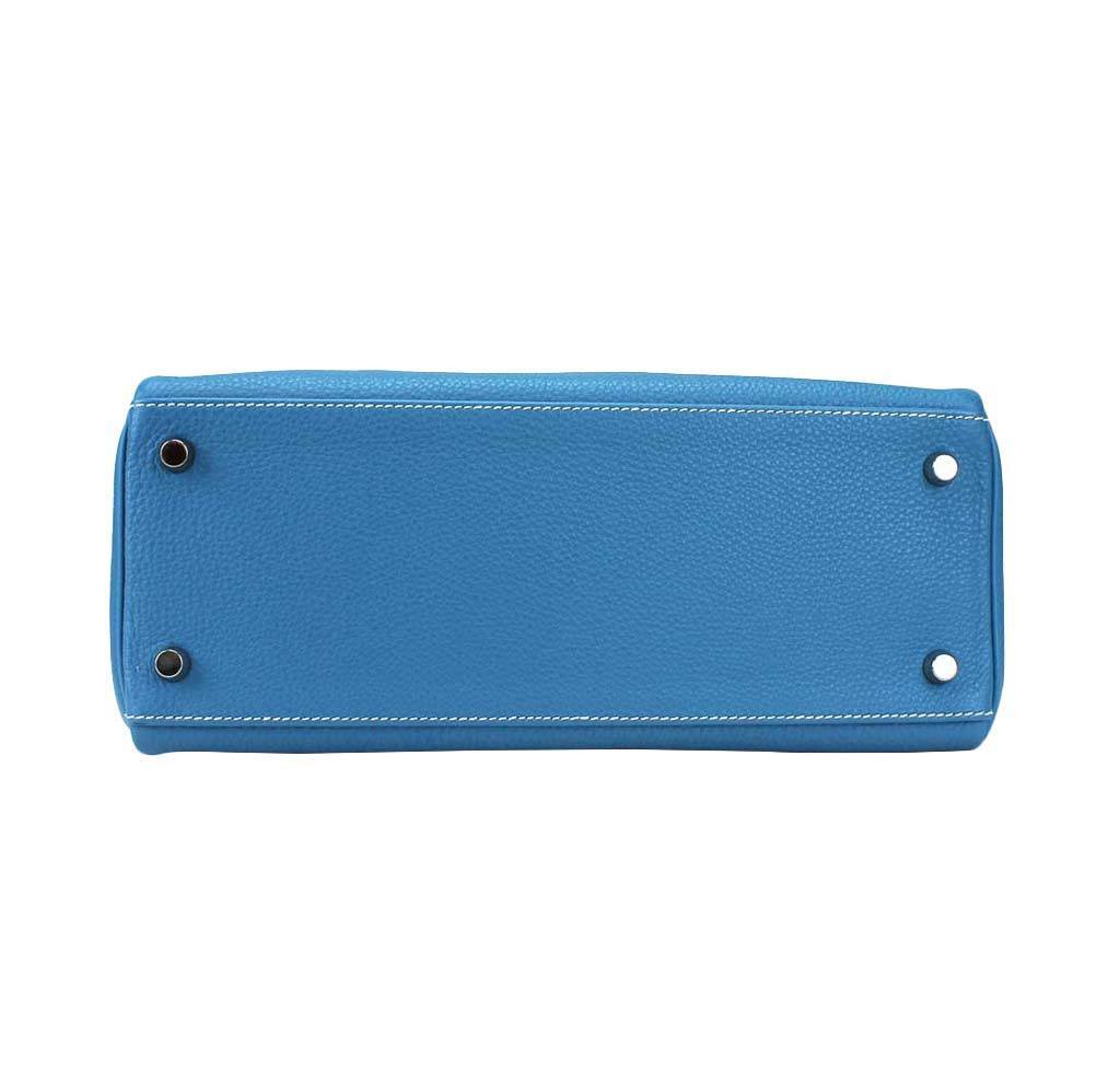 Hermes Kelly 28 Blue Jean Togo Leather Palladium Hardware