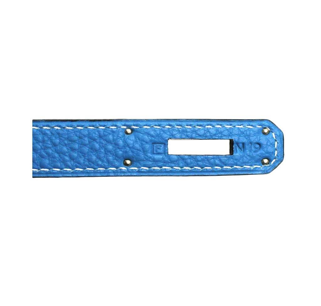 Hermes Kelly 28 Blue Jean Togo Leather Palladium Hardware
