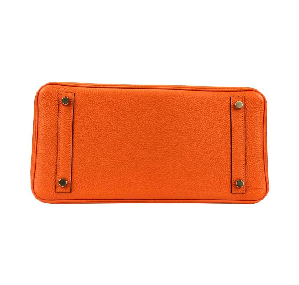 Hermes Birkin 30 Orange Togo Leather Palladium Hardware