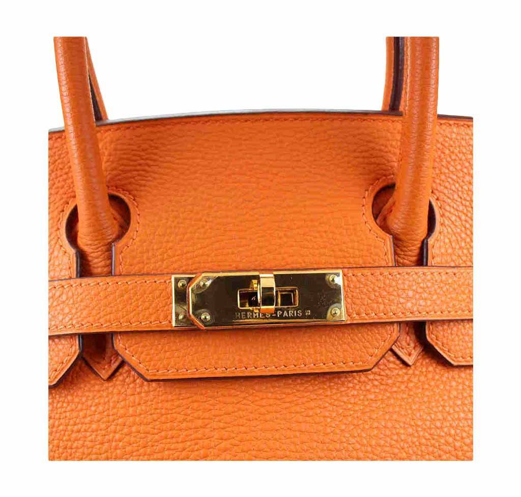 Hermes Birkin 30 Orange Togo Leather Palladium Hardware