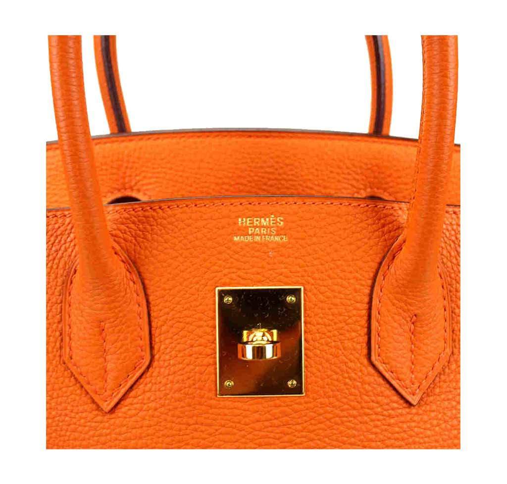 Hermes Birkin 30 Orange Togo Leather Palladium Hardware