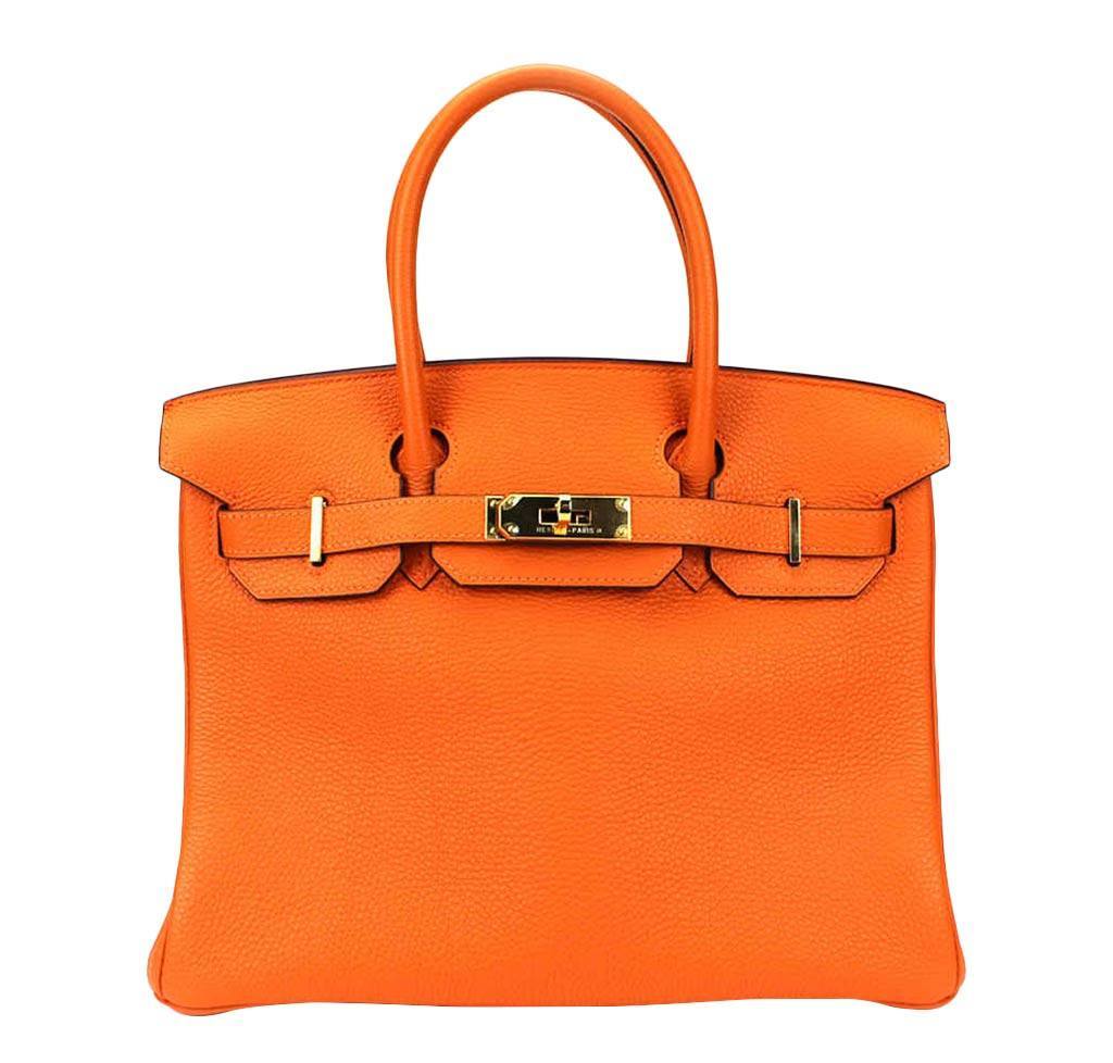 Hermes Birkin 30 Orange Togo Leather Palladium Hardware