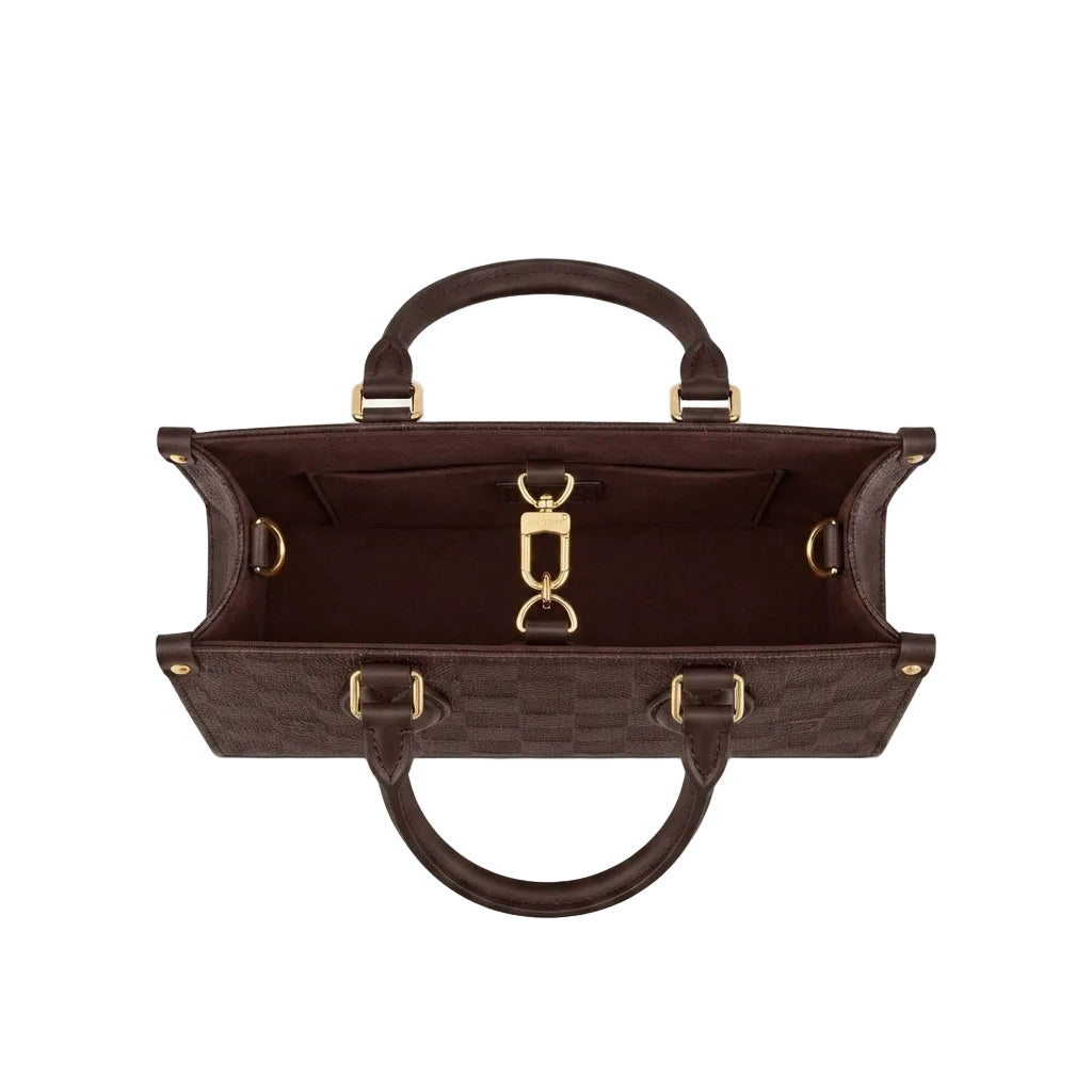 Dark Brown Mini Checkered Handbag