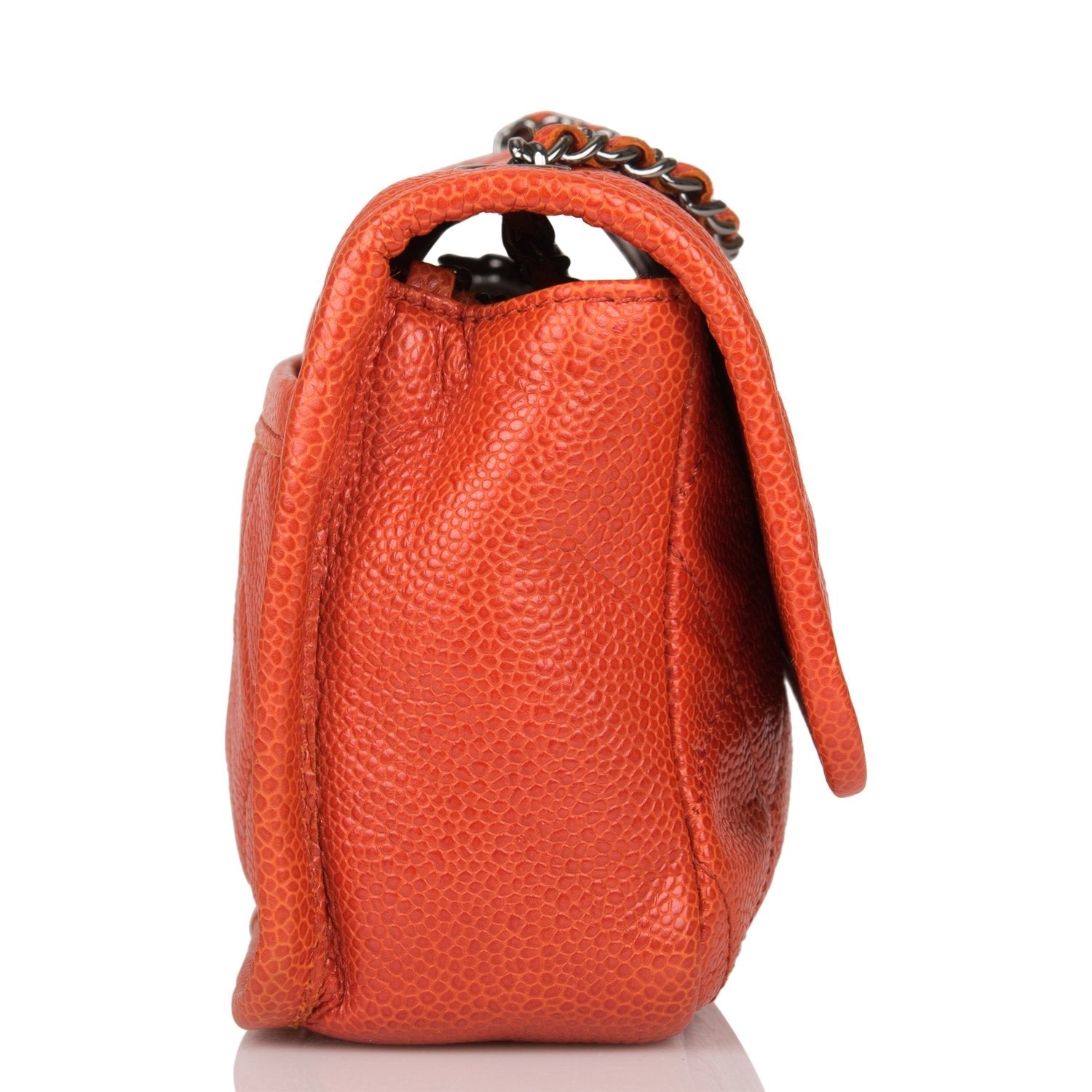 Pre-owned Chanel Mini Flap Bag Dark Orange Caviar Ruthenium Hardware
