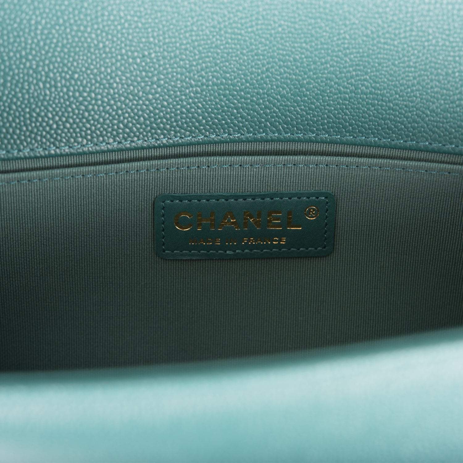Chanel Green Quilted Caviar Medium Boy Bag Light Gold Hardware