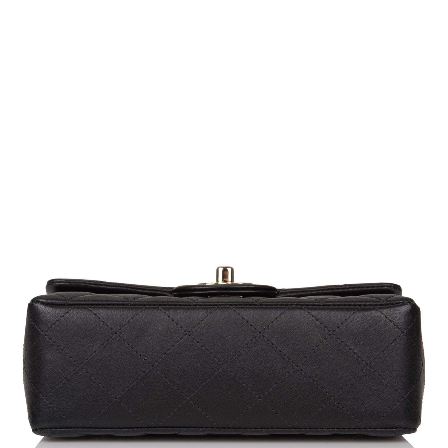 Chanel Black Quilted Lambskin Rectangular Mini Classic Flap Bag Light Gold Hardware