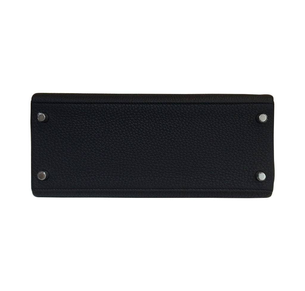 Hermes Kelly 28 Black Togo Leather Palladium Hardware