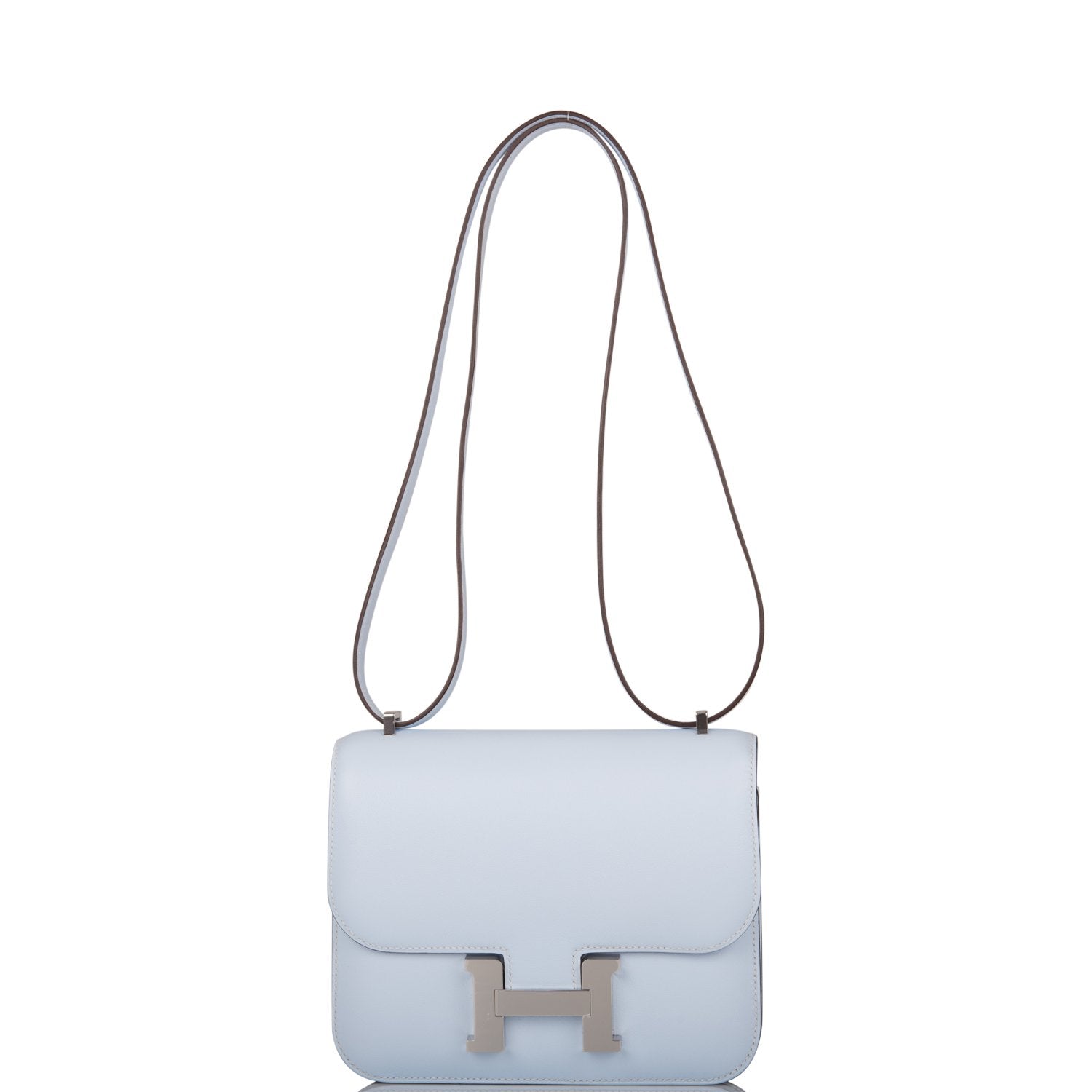 Hermes Bleu Brume Swift Mini Constance 18cm Palladium Hardware