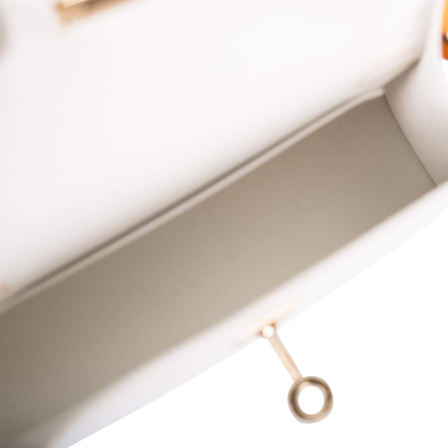 Hermes Horseshoe Stamp (HSS) White and Jaune D'Or Epsom Sellier Kelly 20cm with Permabrass Hardware