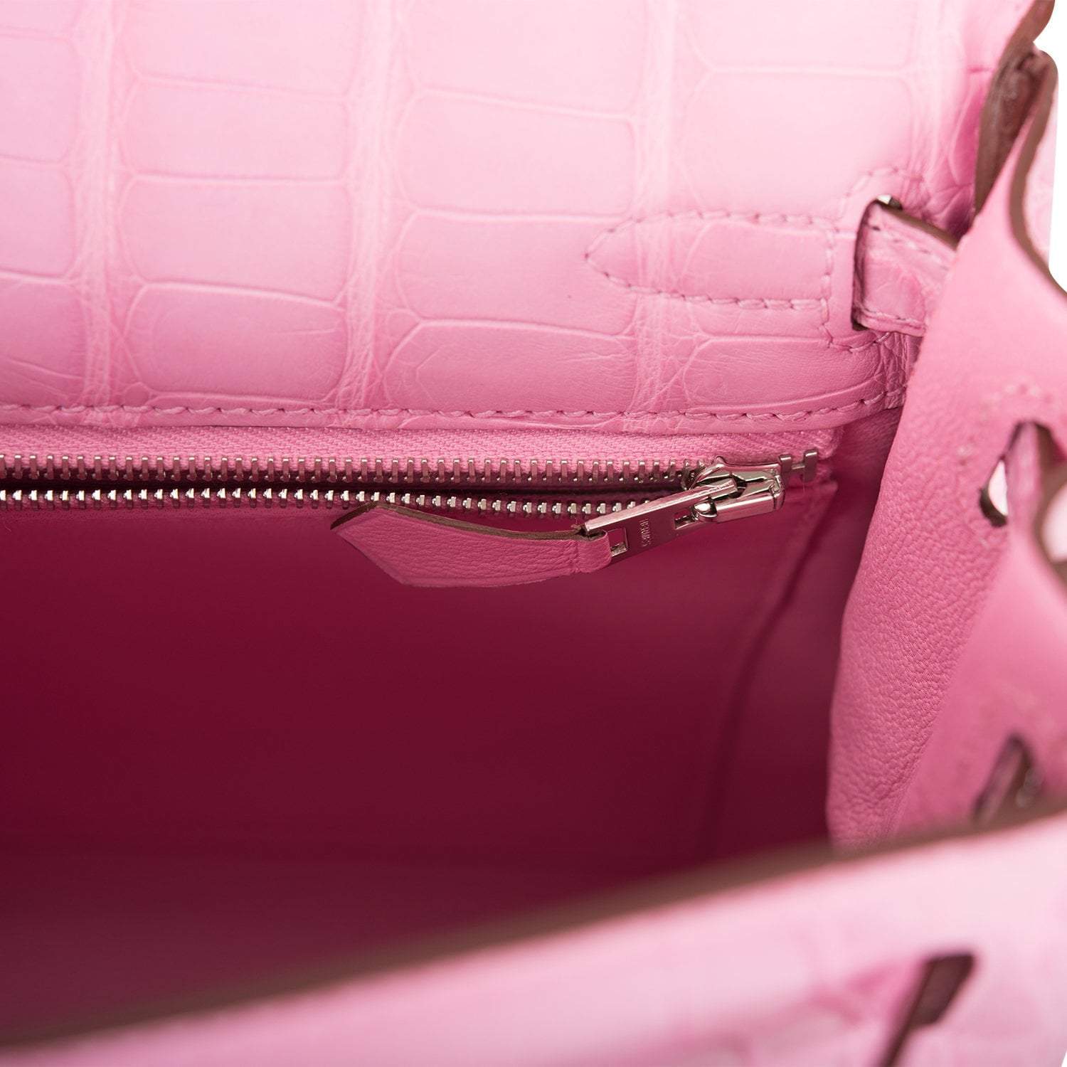 Hermes Bubblegum 5P Matte Alligator Retourne Kelly 25cm Palladium Hardware