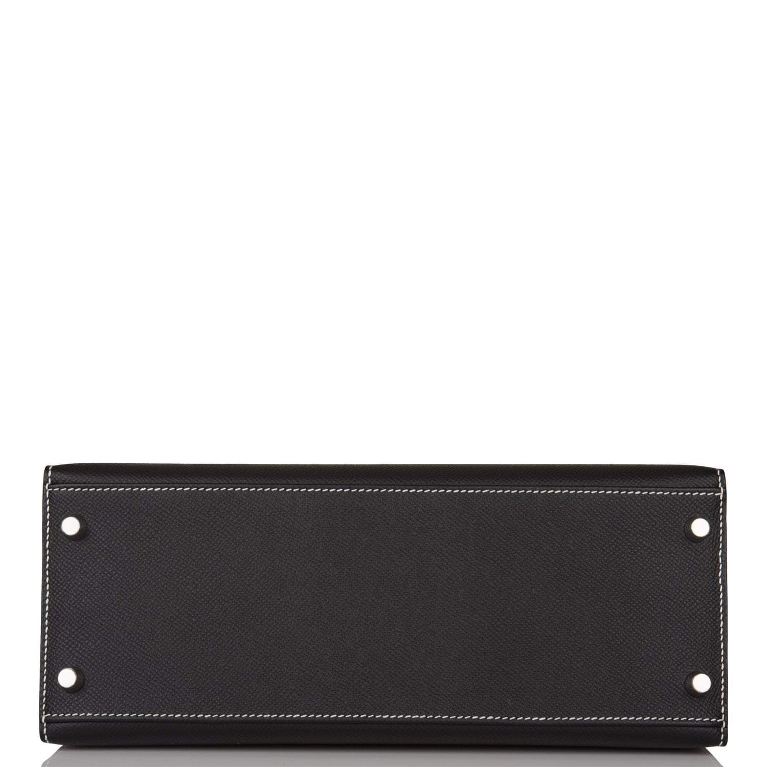 Hermes Kelly 28cm Bi-Color Black and Craie Epsom Sellier Brushed Palladium Hardware