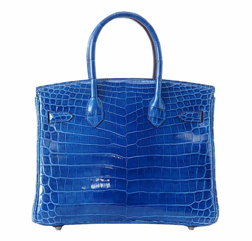 Hermes Birkin 30 Mykonos Crocodile Leather Palladium Hardware
