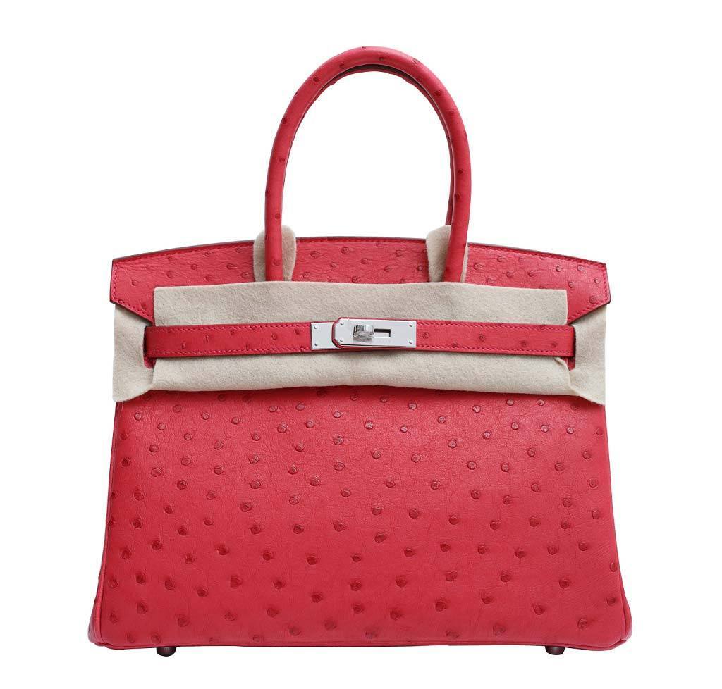 Hermes Birkin 30 Ostrich Bougainvillea Bag