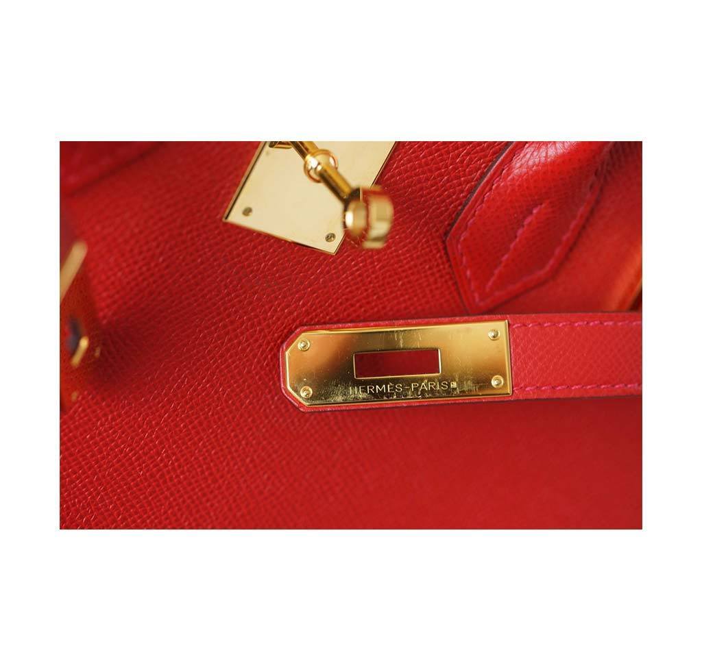 Hermes Birkin 30 Rouge Casaque Epsom Leather Gold Hardware
