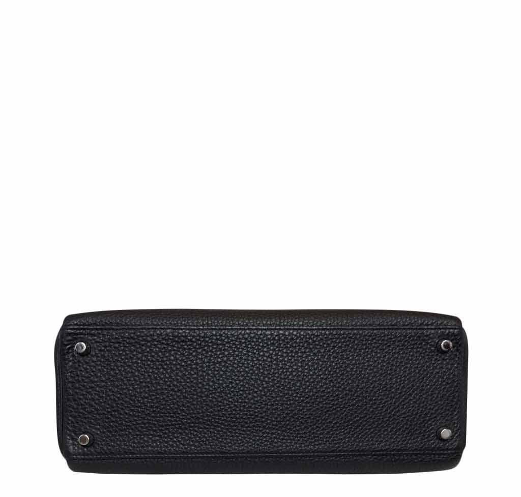 Hermes Kelly 32 Black Togo Leather Palladium Hardware