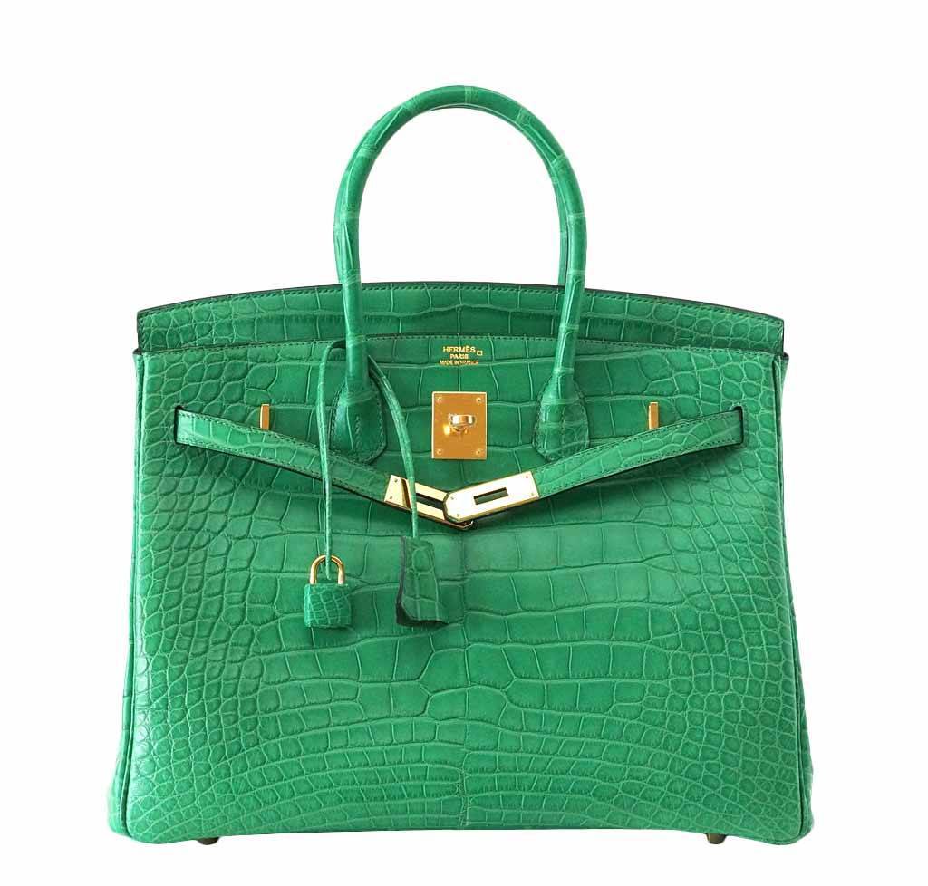 Hermes Birkin 35 Cactus Matte Alligator Gold Hardware