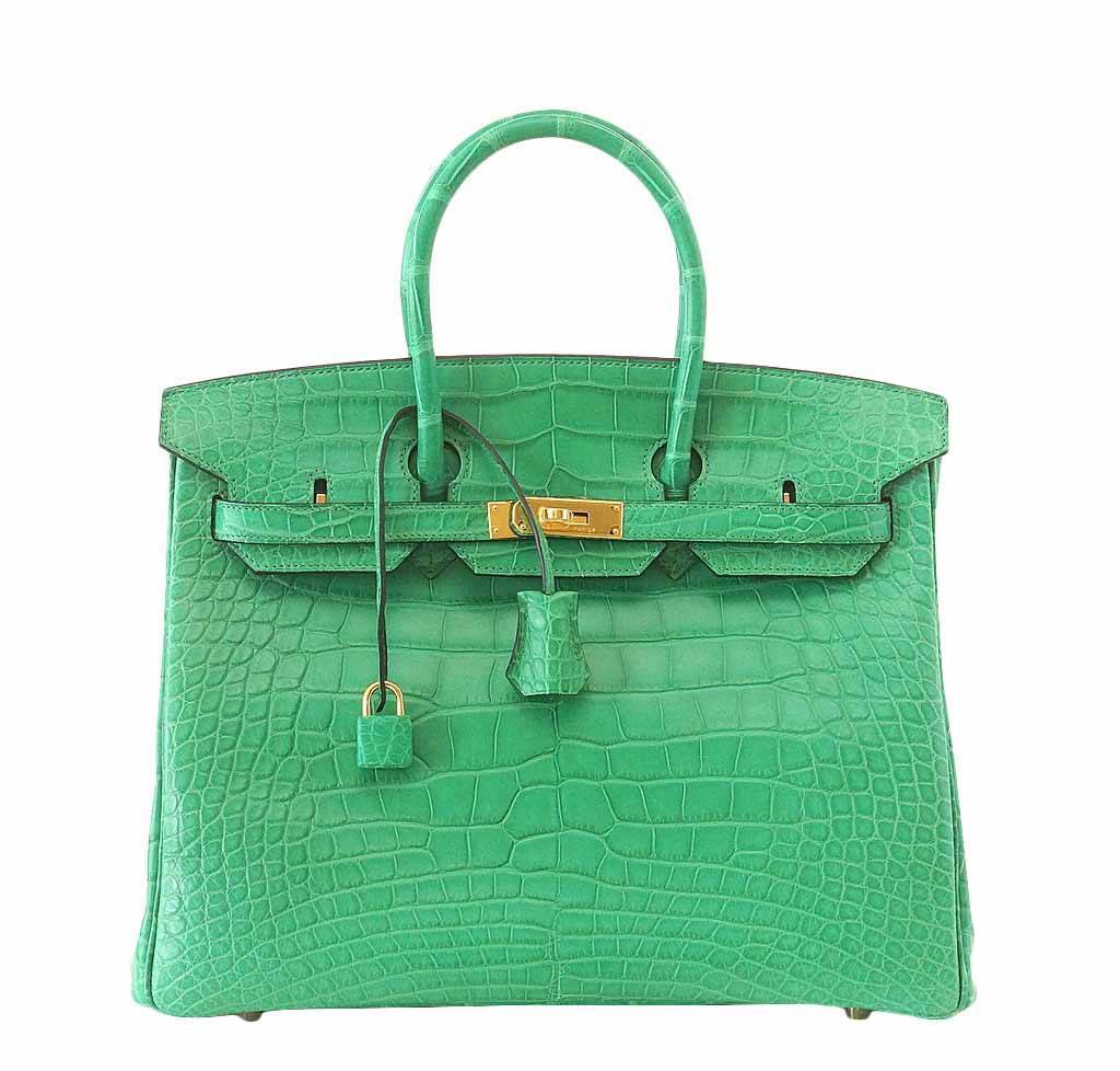 Hermes Birkin 35 Cactus Matte Alligator Gold Hardware
