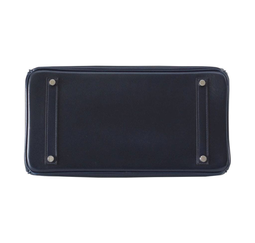 Hermes Birkin 35 Bleu Marine Box Leather Palladium Hardware