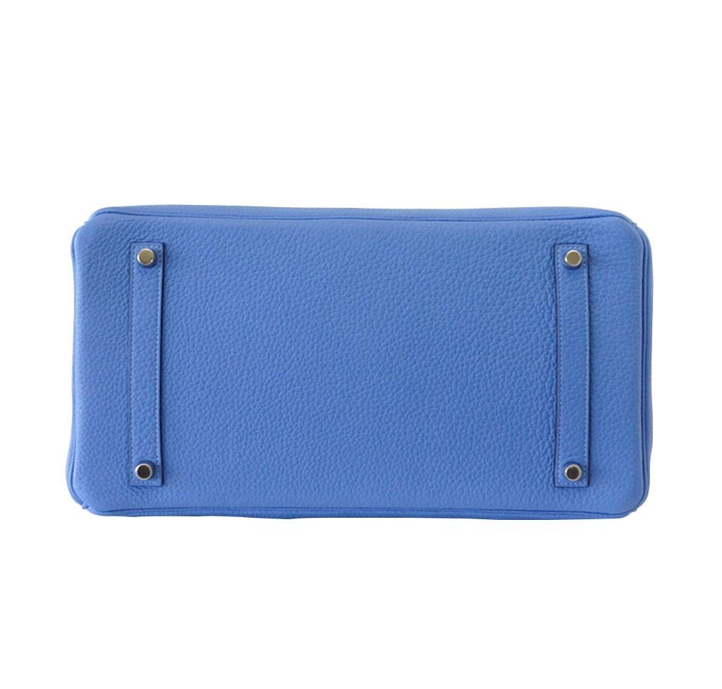 Hermes Birkin 35 Bleu Paradis Clemence Leather Palladium Hardware