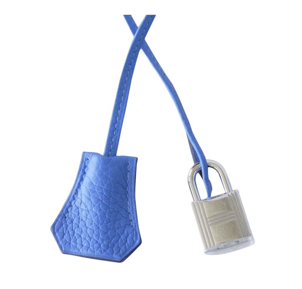 Hermes Birkin 35 Bleu Paradis Clemence Leather Palladium Hardware