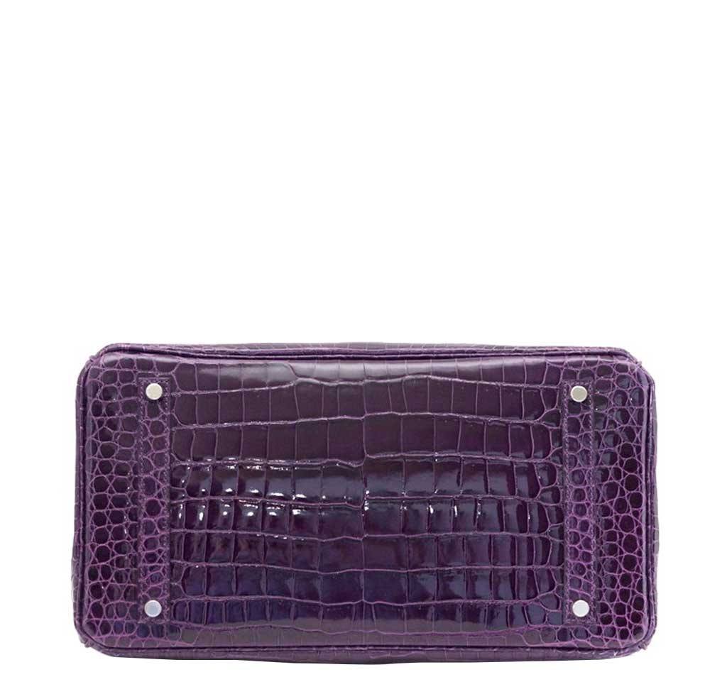 Hermes Birkin 35 Amethyst Porosus Crocodile Leather Palladium Hardware