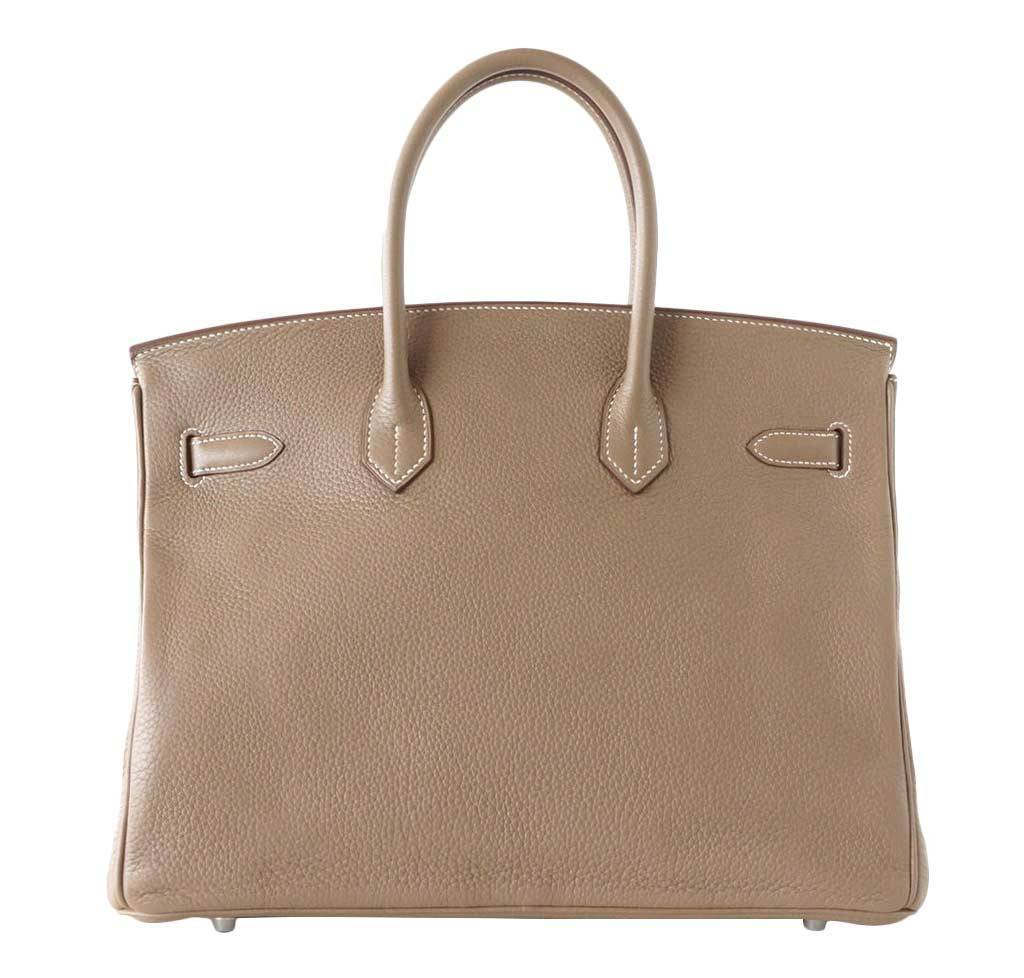 Hermes Birkin 35 Etoupe Clemence Leather Palladium Hardware