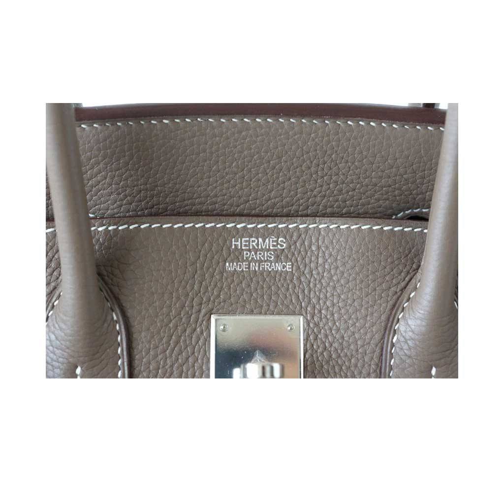 Hermes Birkin 35 Etoupe Clemence Leather Palladium Hardware