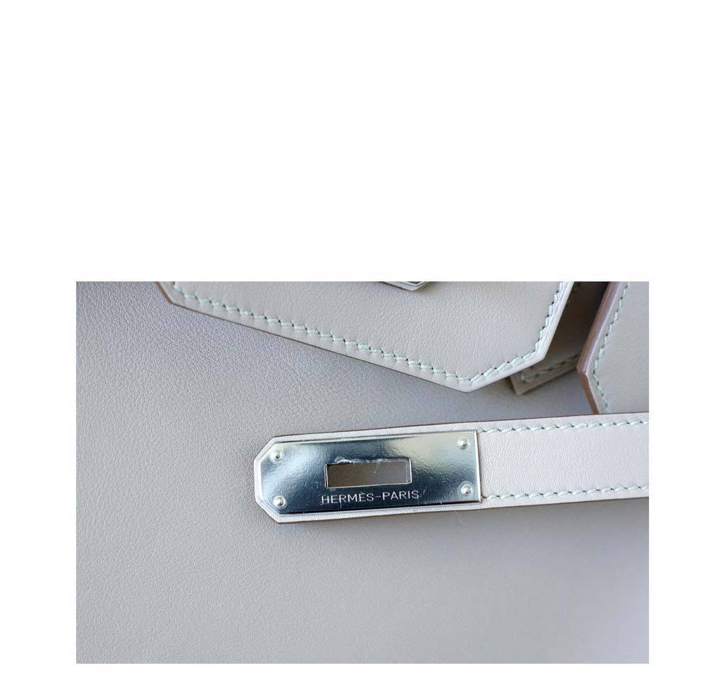 Hermes Birkin 35 Ghillies Limited Edition Argile & Etoupe Swift Leather Palladium Hardware