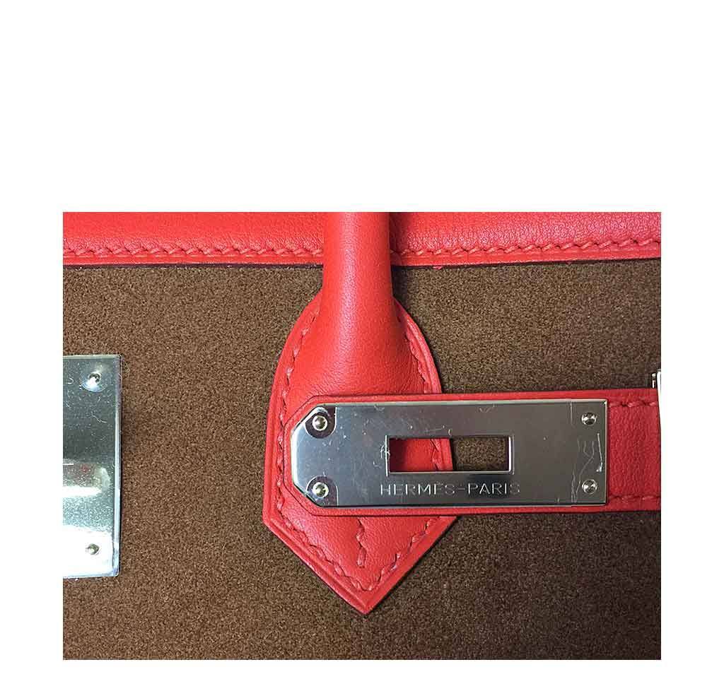 Hermes Birkin 35 Grizzly Capucine Chamois Swift Leather Suede Permabrass Hardware