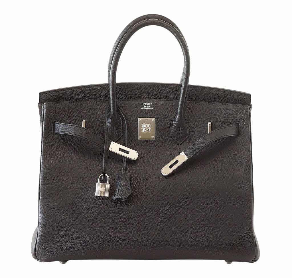 Hermes Birkin 35 Jet Black Epsom Leather Palladium Hardware