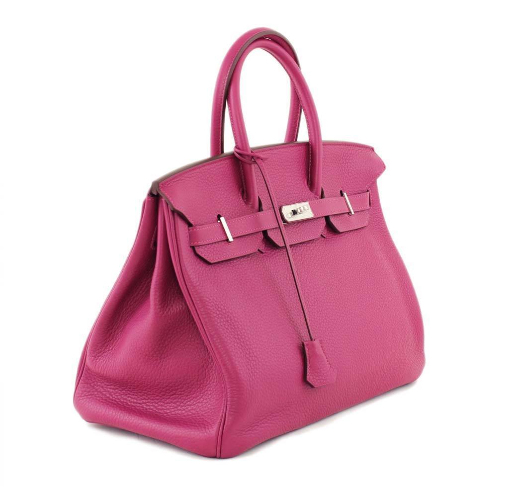 Hermes Birkin 35 Tosca Clemence Leather Palladium Hardware