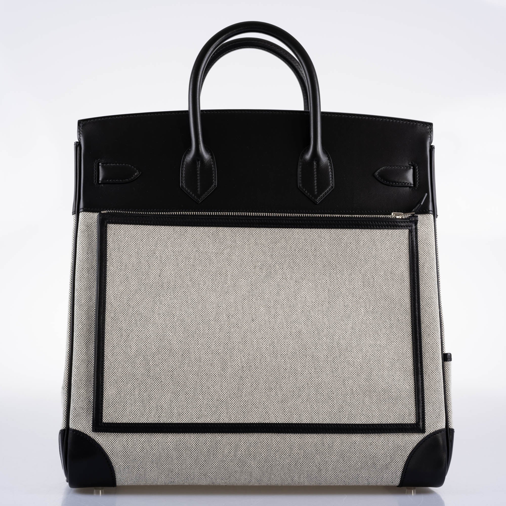 Hermes Cargo HAC Birkin 40 Black Box Toile Palladium Hardware 2021 Z